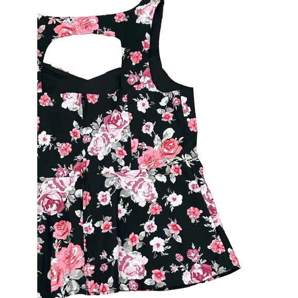 Torrid Black Pink Floral Print Sweetheart Neck Babydoll Cami Going Out Top 2XL - Picture 7 of 8